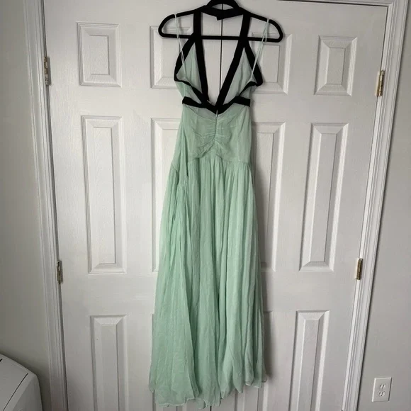 Helsa The Siren Dress in Silk Chiffon in Mint & Black Size XS NEW! With tags! - Picture 9 of 12